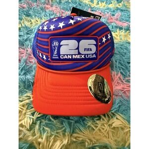 NWT OFFICIAL 2026 FIFA WORLD CUP HAT/CAP - IN RED WHITE & BLUE "26" ON THE FRONT